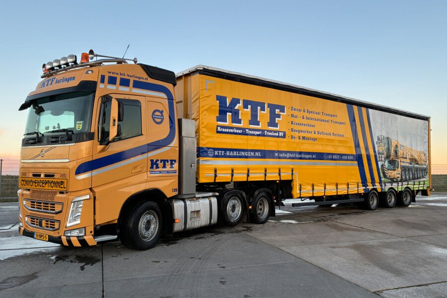 KTF Harlingen; VOLVO FH4 GLOBETROTTER 6X2 TWIN STEER SEMI WITH CURTAIN - 3 AXLE