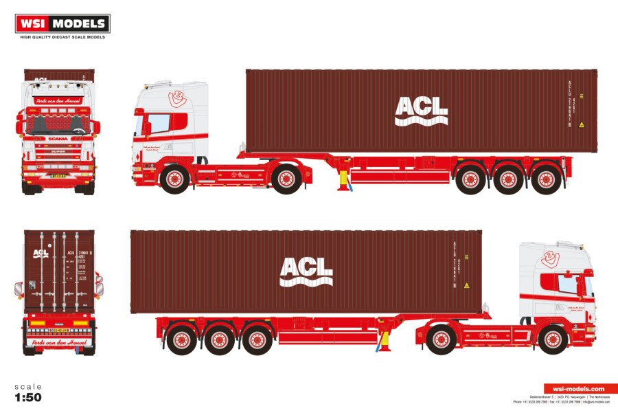 Ferdi van den Heuvel; SCANIA 4 SERIES TOPLINE 4X2 FLEX CONTAINER TRAILER - 3 AXLE + 40FT CONTAINER
