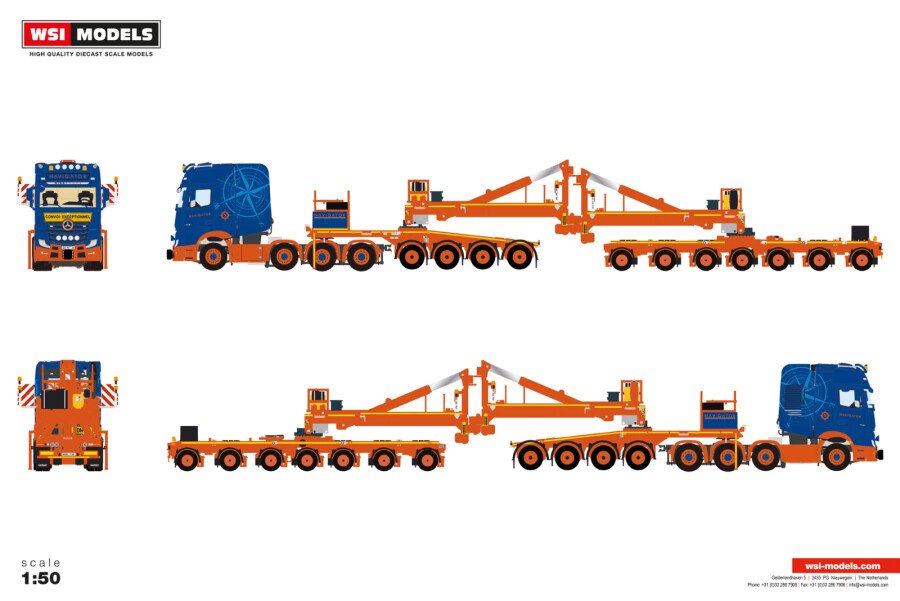 Navigator Transport; MERCEDES-BENZ ACTROS MP5 GIGA SPACE 8X4 WIND MILL TRAILER WITH 4 AXLE DOLLY - 7 AXLE