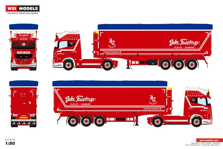 Johs. Toustrup; VOLVO FH AERO GLOBETROTTER XL 4X2 TIPPER VOLUME TRAILER - 3 AXLE