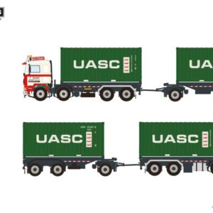 N. Mijnders; VOLVO F12 CABLE SYSTEM + CONTAINER FRAME 8X2 TAG AXLE RIGED CONTAINER FRAME TRUCK DRAWBAR TRAILER + 2X 20FT CONTAINER