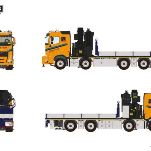 Boekestijn; VOLVO FH 5 SLEEPER CAB RIGED FLATBED TRUCK 8X2 TAG AXLE WITH PALFINGER PK 92002 SH + JIB