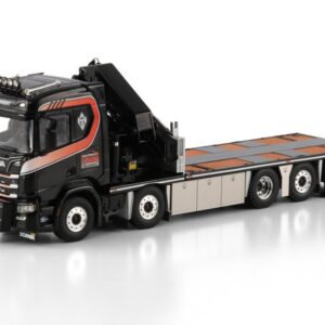 Bouwrent; SCANIA R NORMAL CR20N 8X2 TAG AXLE RIGED FLATBED TRUCK WITH PALFINGER PK 78002 SH + JIB