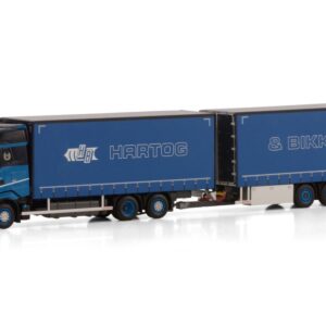 Hartog & Bikker; DAF XG RIGED CURTAINSIDE TRUCK 6X2 TAG AXLE RIGED CURTAINSIDE DRAWBAR CENTRE-AXLED TRAILER - 5 AXLE