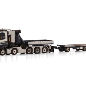 Arjen Kandt; MERCEDES-BENZ AROCS MP5 BIG SPACE 10X4 FLATBED DRAWBAR TRAILER - 3 AXLE WITH PALFINGER PK 165.002 TEC 7 + JIB BALLAST BOX + HITCH