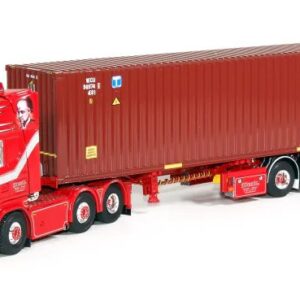 Scania R Topline 6 x 2 trekker met 40 ft. containeroplegger weeda